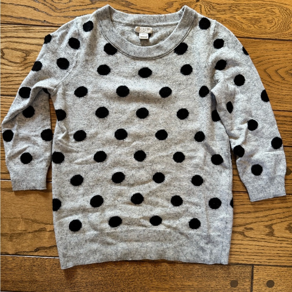 J. Crew Gray Polka Dot Sweater